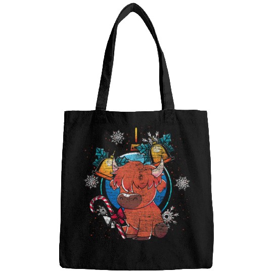 Cow Pet xmass Animal Lover Merry Christmas Scottish Highland Cow Bags