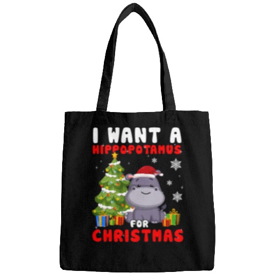 Hippo Pet I Want A Hippopotamus For Christmas Santa Hippopotamus Bags