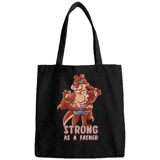 Otter Pet Otters Dad Strong As A Father Daddy Papa Family Fathers Day Bags