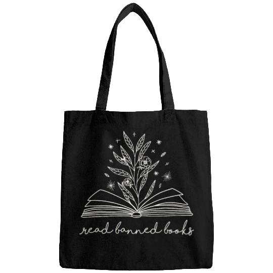 Book Fun Read Banned Books Floral Botanical Book Design Bags