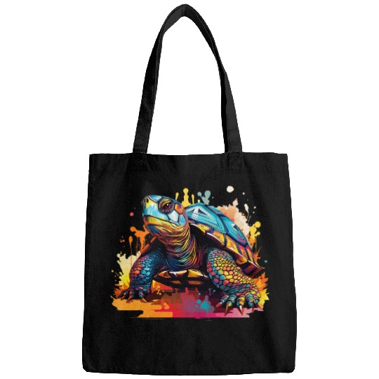 Turtle Pet Eastern Box Turtle Lover Colorful Splash Art Bags