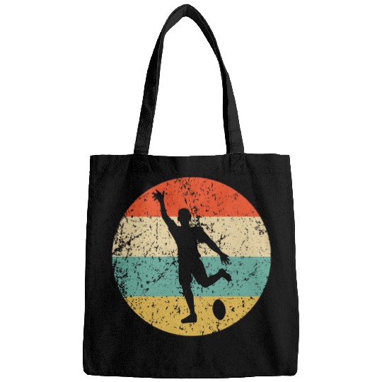 Sport Rugby Player Rugby Kick Silhouette Retro Sports Bags
