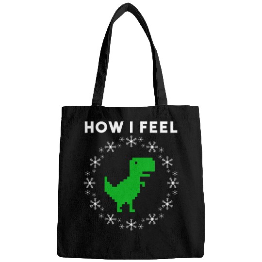 Dinosaur Pet Surrounded By Snowflakes Funny Old School Boomer Bags