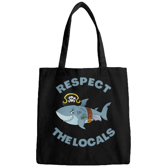 Shark Pet Funny Pirate Shark Respect the Locals For Family Vacation Bags