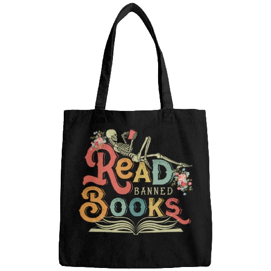 Book Fun Read Banned Books Funny Skeletons Reading Bags
