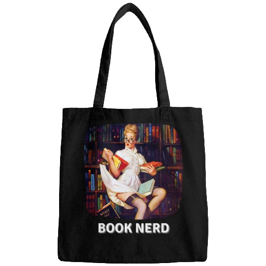 Book Fun Nerd Reading Club Sexy Pin Up Girl Reading Librarian Bags