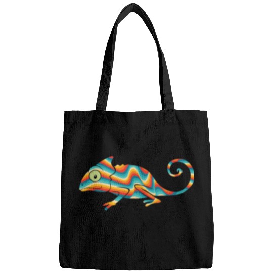 Chameleon Pet TieDye psychedelics Chameleon Lover Animal Trippy Rainbow Bags