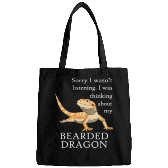 Bearded Dragon Pet Thinking About My Bearded Dragon Funny Lizard Bags