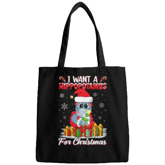 Hippo Pet I Want A Hippopotamus For Christmas Santa Hippo xmass Bags