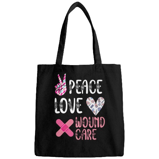 nurses Job Peace Love Wound Care nurses Stethoscope Nursing Student RN Bags