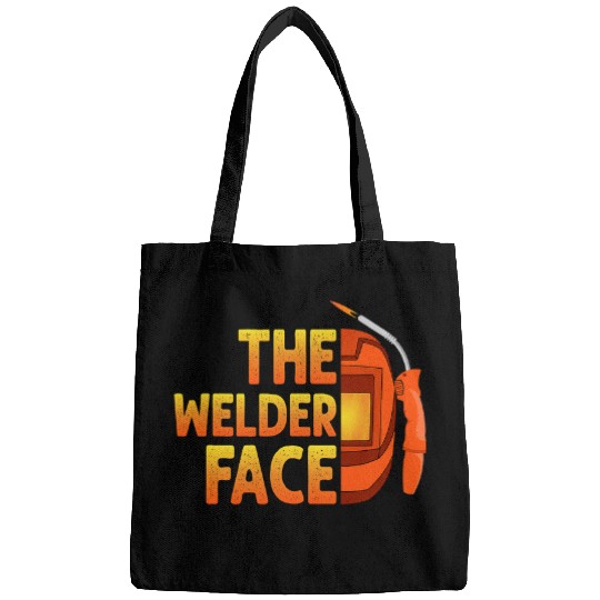 Welder Job saying welding strong welder face Bags