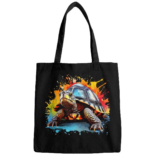 Turtle Pet Splash Art Eastern Box Turtle Lover Colorful Bags