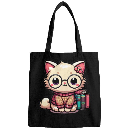 Book Fun Funny Bookworm Librarian Cat Avid Reader Book Lover Design Bags