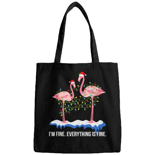 Flamingo Pet Christmas Im Fine Everything Is Fine Christmas Bags