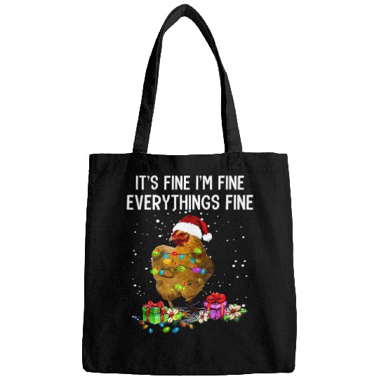 Chicken Pet Christmas Lights Im Fine Everything Is Fine Bags