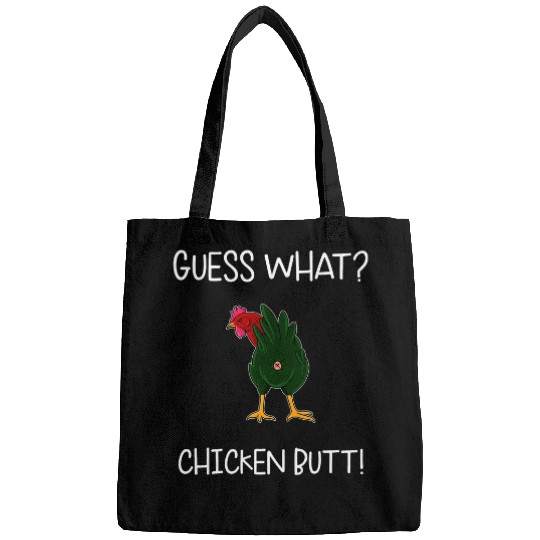 Chicken Pet Guess Chicken Butt White Funny Jokes Humor Cool Retro Bags