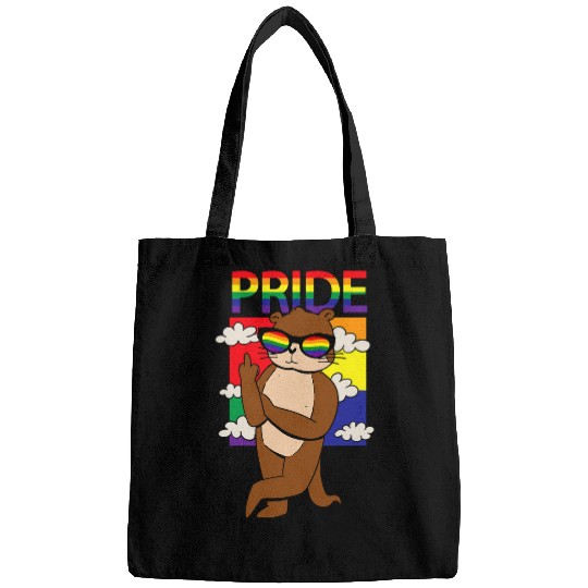 Otter Pet Sea Otter Gay Lesbian Pride Rainbow Sun Glasses LGBT Parity Bags