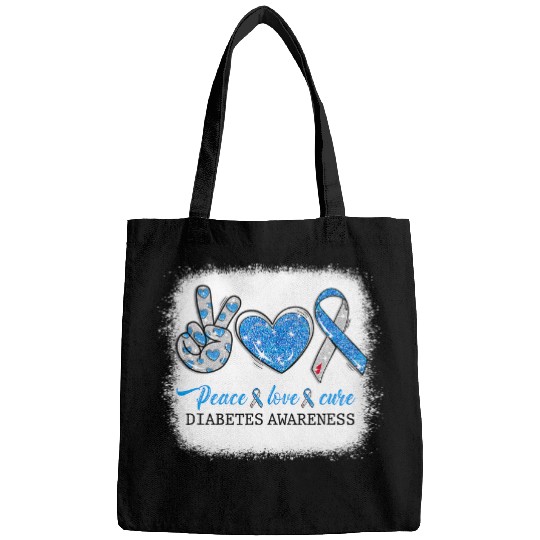 diabetess Ribbon Bleached Peace Love Cure diabetess T1D Awareness Survivors 5 Bags