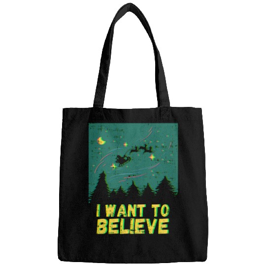 Aliens UFO I Want To Believe In Santa Alien UFO Paranormal Christmas Bags
