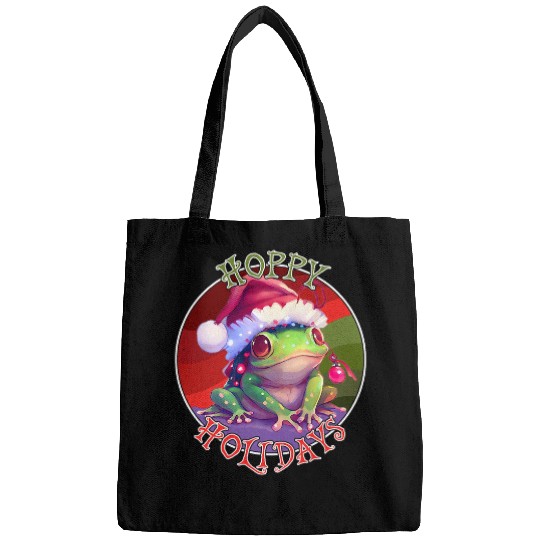 Frog Pet Hoppy Holidays Christmas Cottagecore Kawaii Frog Toad Bags