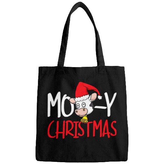 Cow Pet with Christmas Hat Mooy Heifer Winter Vacation Bags