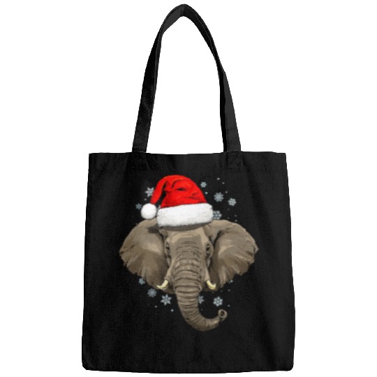 Elephant Mammal Cool Santa Elephant With Snowy Graphic Christmas Pajama Xmas Bags