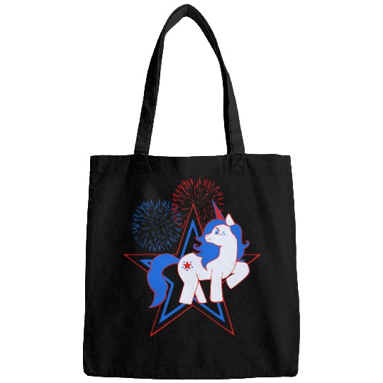 Unicorn Pet Cute Red White and Blue Unicorn with Stars and Fireworks Bags