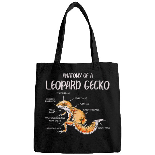 Gecko Pet Anatomy Of A Leopard Gecko Pet Reptile Lizard Lovers Funny Bags