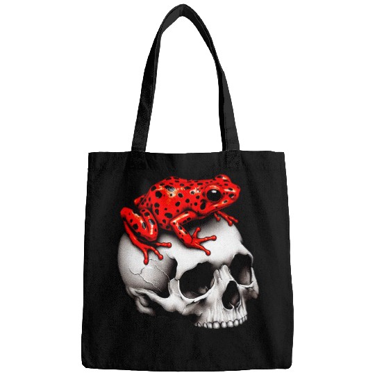 Frog Pet Poison Dart Frog On Skull Amphibian Pet Lovers Art Design 01 Bags