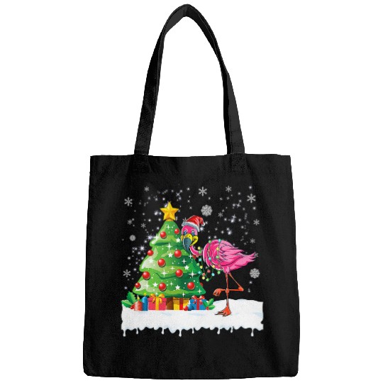 Flamingo Pet Animal Wearing Christmas Tree Hat Claus Funny 1 Bags