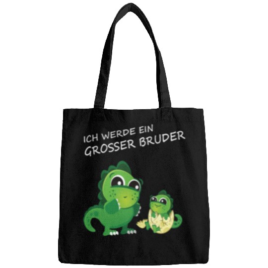 Dinosaur Pet Kids Outfit saying Ich werde grosser Bruder baby dinosaur design 1 Bags