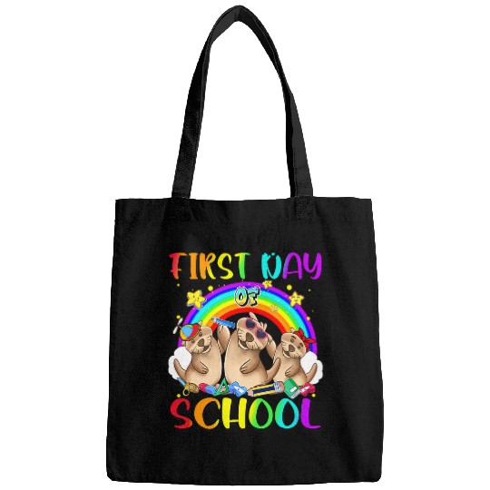 Otter Pet Otters Happy First Day Of School Cute Otter Rainbow Back To School Bags