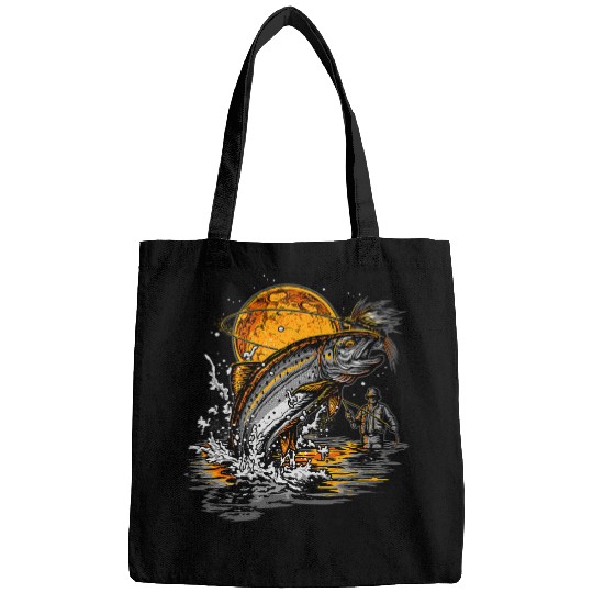 Fishing Fun Men Gift For Fishing Fly Fishing Blood Moon Bags