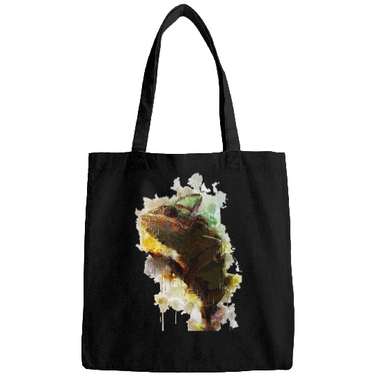 Chameleon Pet Watercolor Minimalistic Abstract Animal Drawing Bags