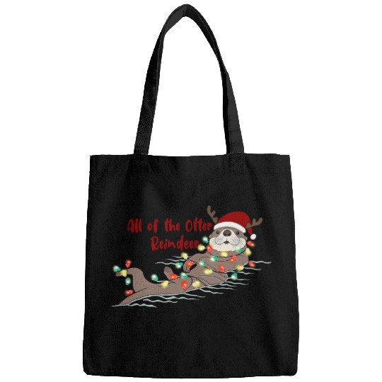 Otter Pet Otters Funny Santa Otter Reindeer Merry Claus Merry xmass Team Santa Bags