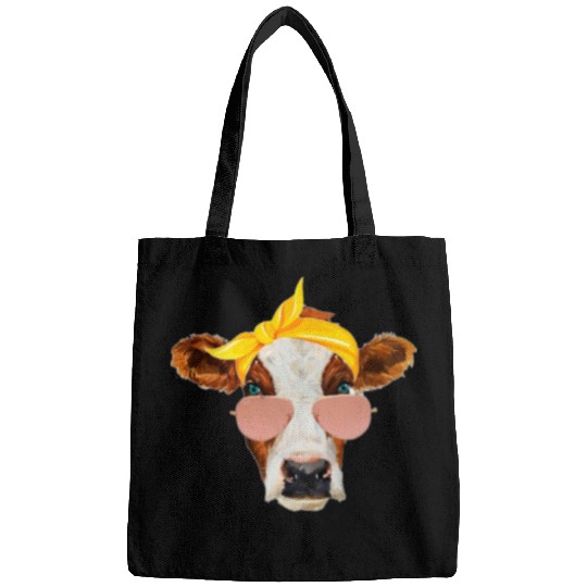 Cow Pet With Sunglass 2Headwrap Funny Country Girls Farm Life Bags