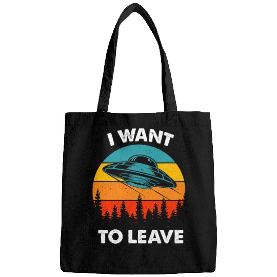 Aliens UFO I want to leave Retro vintages Style 30 Bags
