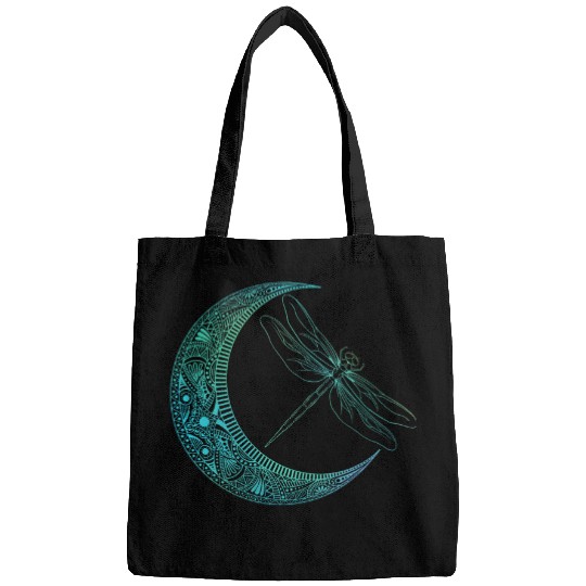 Crescent Moon And Dragonfly 2Wildlife Insects Entomologist Bags
