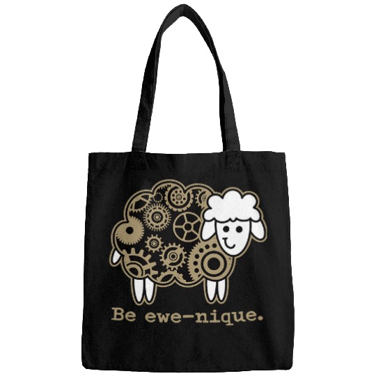 Sheep Pet Be EweNique Steam Punk Gear Industrial Black and Gold Bags