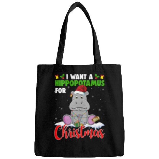 Hippo Pet I Want A Hippopotamus For Christmas xmass Light Cute Bags