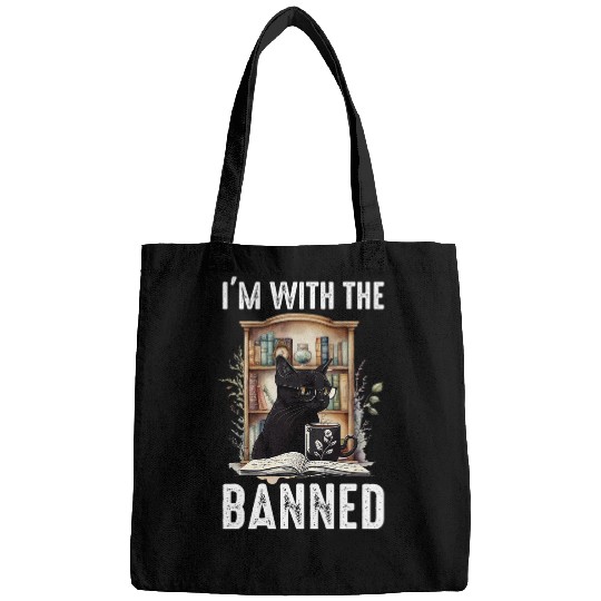 Book Fun Im with The Banned Read Banned Books Lover BookWorm Bags