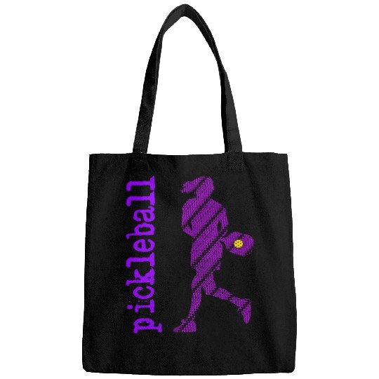 Sport Pickleball Player Typography V Neck Purple Bags
