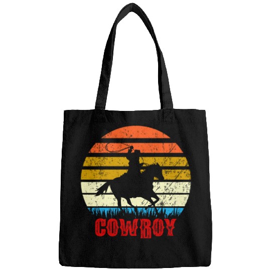Horse Pet Western Cowboy Rodeo Horse Retro Style vintages Sunset Bags