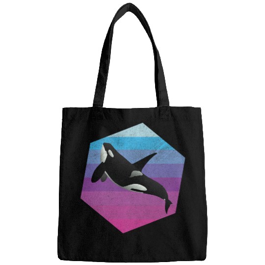 Whale Pet Orca Vintage Retro Art Killer Whale Ocean sea Life Lover Bags