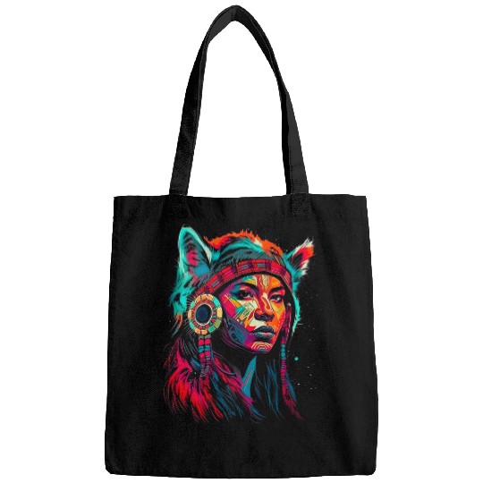Coyote Mammal Woman wolfs Head Native American Courageous Bags