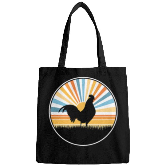 Chicken Pet Rooster Sunset Retro Chicken Farm Farmer Backyard Midwest Bags