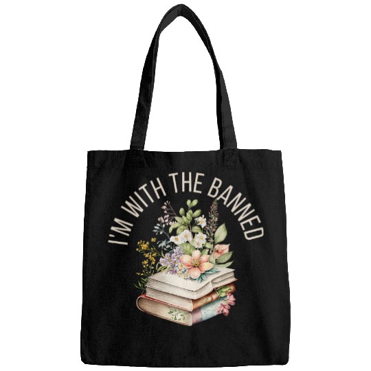 Book Fun Im With The Banned Books Funny Floral Bags