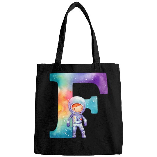Space Astronaut Letter F Name Monogram Initial Galaxy Planet Bags