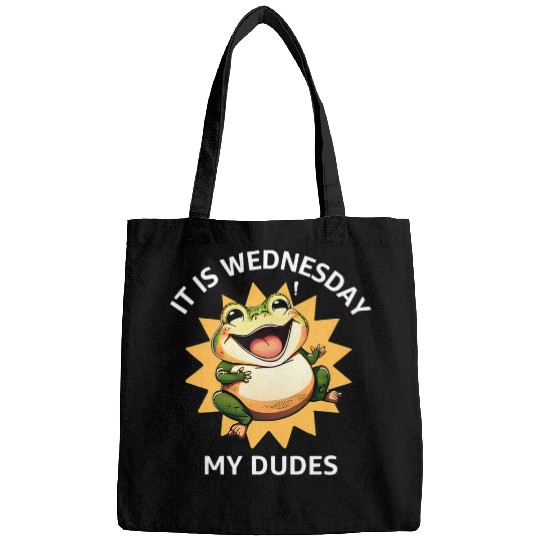 Frog Pet IT IS WEDNESDAY MY DUDES Funny Frog Toad Meme Bags