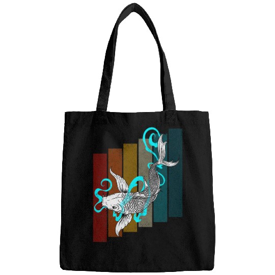 Fishing Fun Mens Retro Koi Fish vintages Traditional Asian Fishing Aesthetic Bags